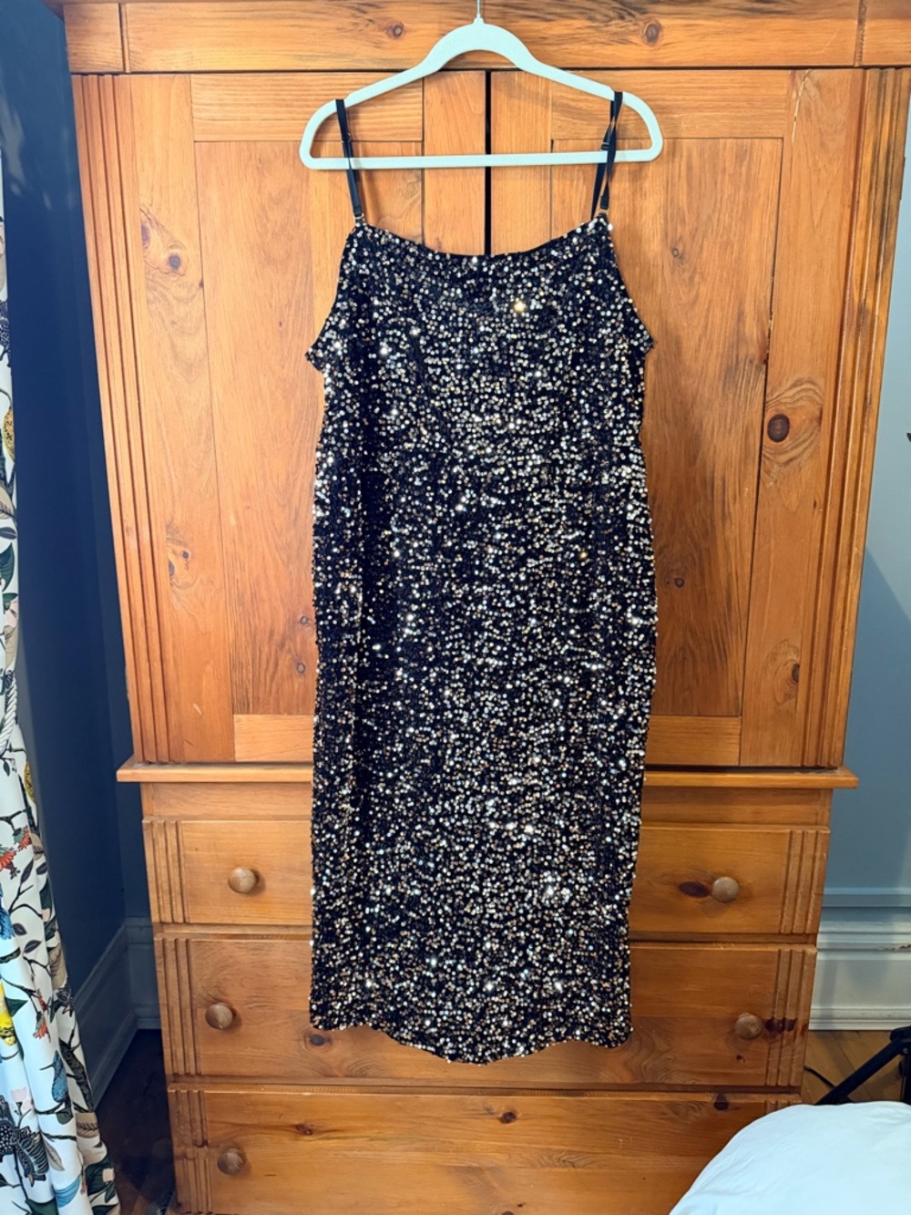 Black Sequin Slip Dress